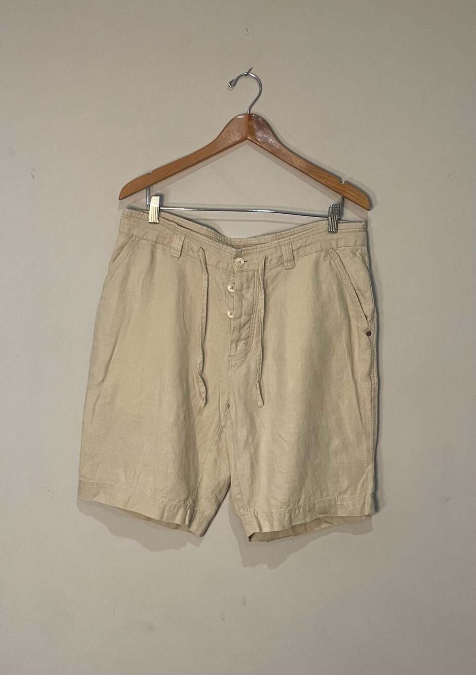 Murano 100% Linen Drawstring Button Fly Shorts Size 36x10